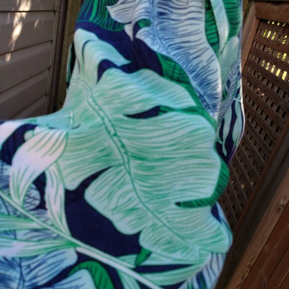 Amish Mennonite Cape Dress 42" Bust 38" Waist Rayon Blue Green Handmade Modest - Picture 10 of 10